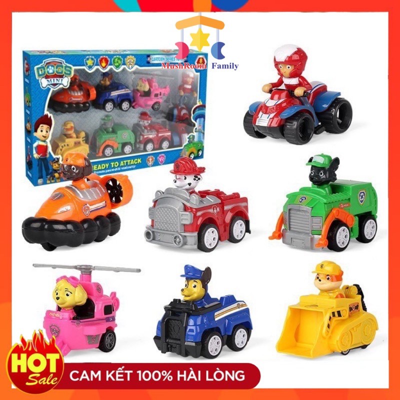 [HCM]Hộp Đồ Chơi 7 Nhân Vật Chó Cứu Hộ Paw Patrol Chạy Trớn Dành Cho Bé