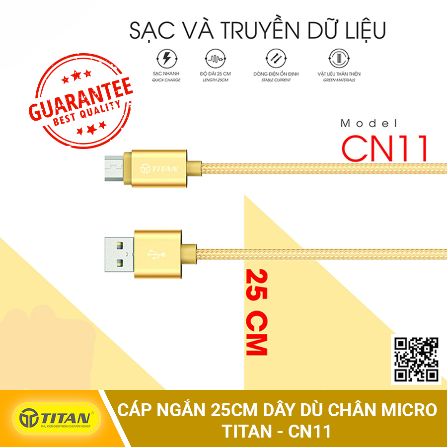 Cáp sạc dây dù micro usb titan - cn11 dây dù siêu bền sạc nhanh