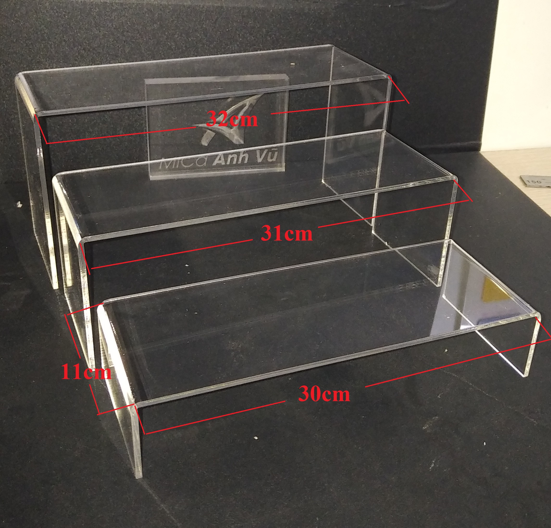 Combo 3 Kệ chữ U trưng bày mica trong loại to dài