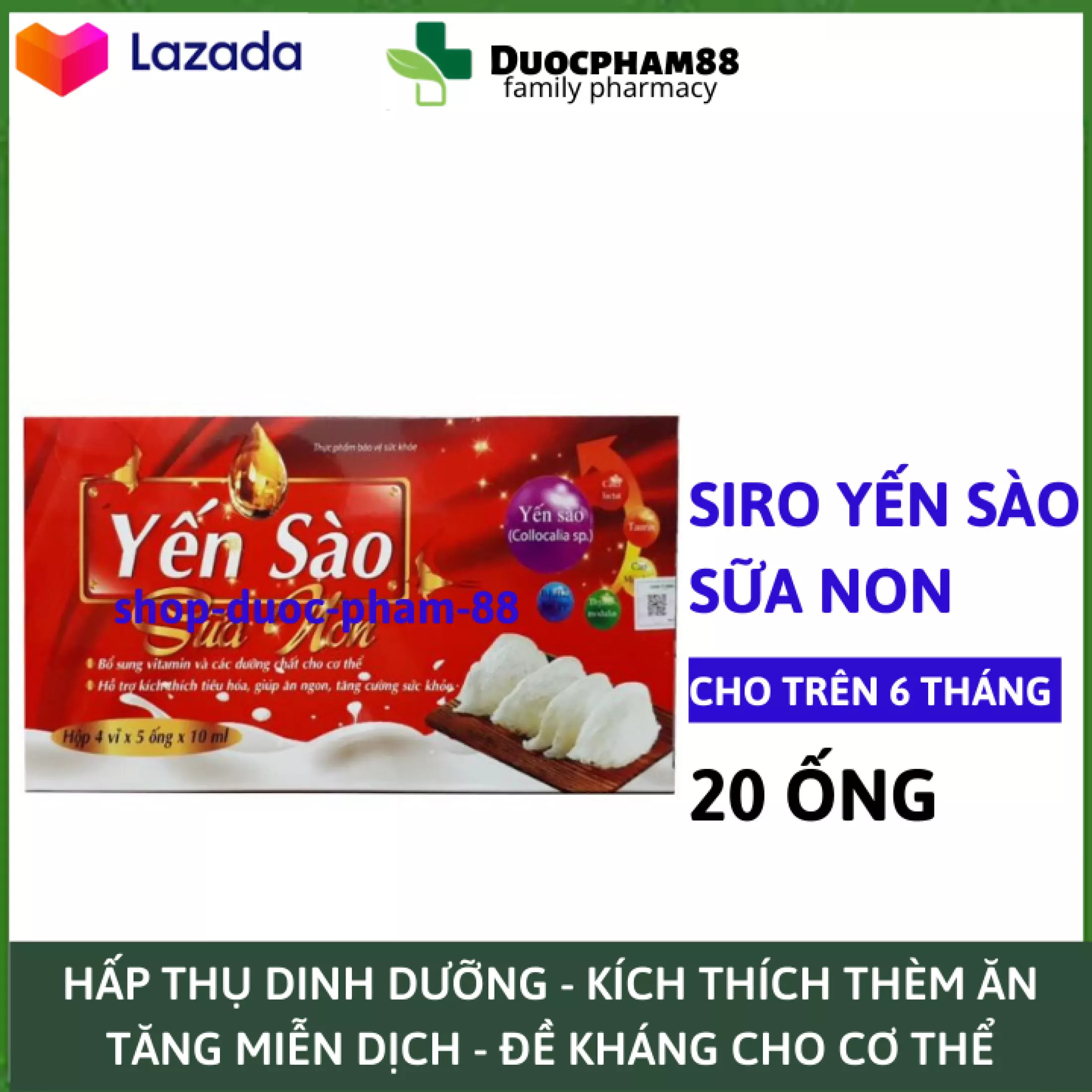 Siro yến sào ăn ngon , ngủ ngon , tăng cân , tăng sức đề kháng cho bé hộp 20 ống x 10ml