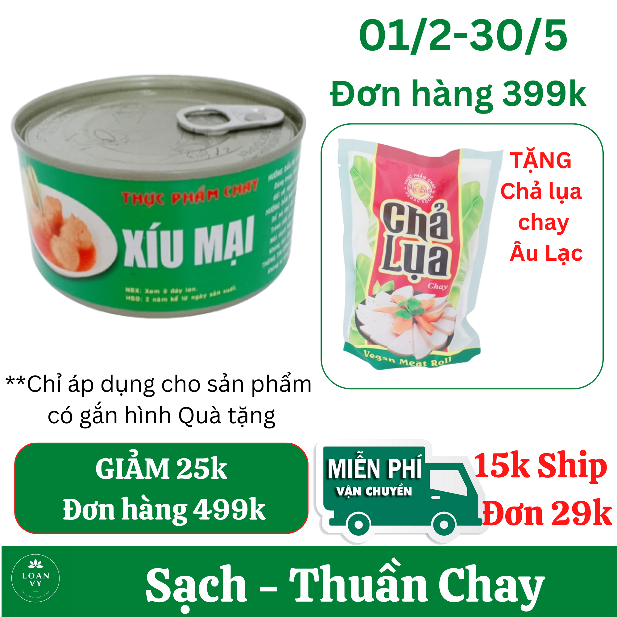 200g Xíu Mại Chay Kim Chi Thơm Ngon Đậm Đà - Thực Phẩm Chay Loan Vy + TẶNG Chả Lụa Chay Âu Lạc Đơn 399k