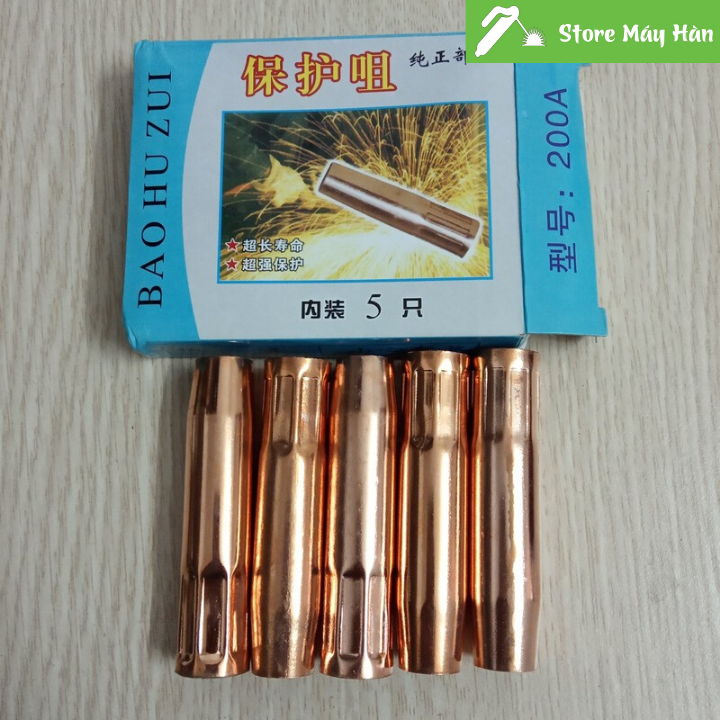 Combo 5 chụp khí 200A loại dày 1.7mm - Hộp 5 chụp khí dùng cho s.ú.n.g hàn mig phụ kiện máy hàn mig, phụ kiện máy hàn co2, phụ kiện máy hàn mig giá rẻ, chụp khí loại tốt, chụp khí s.ú.n.g pana, chụp khí đồng s.ú.n.g pana 200a