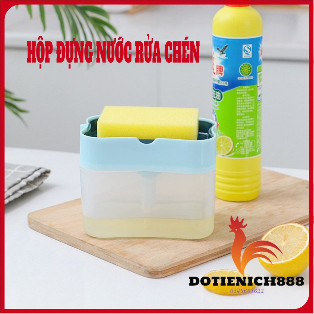 Hộp đựng nước rửa chén thông mình có kèm mút rửa chén