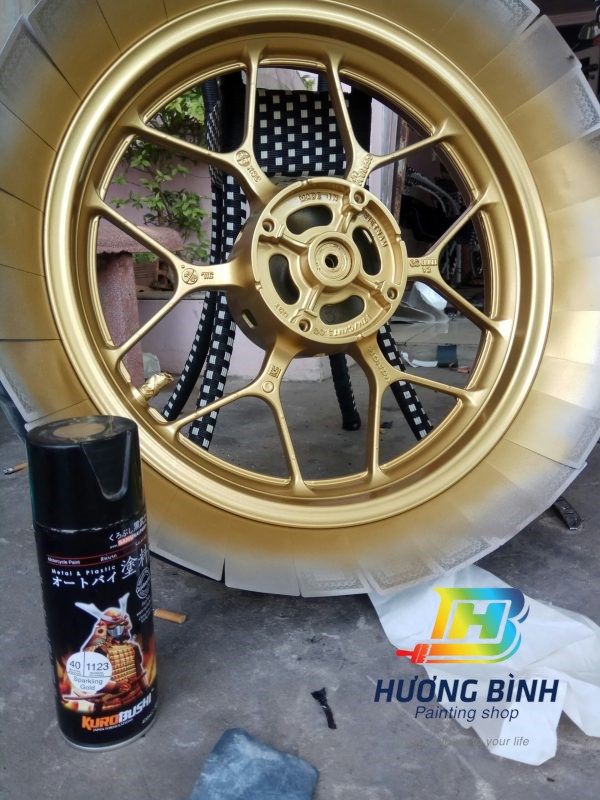 [COMBO] Sơn xịt Samurai màu Vàng Đồng - 1123 với bóng K1K