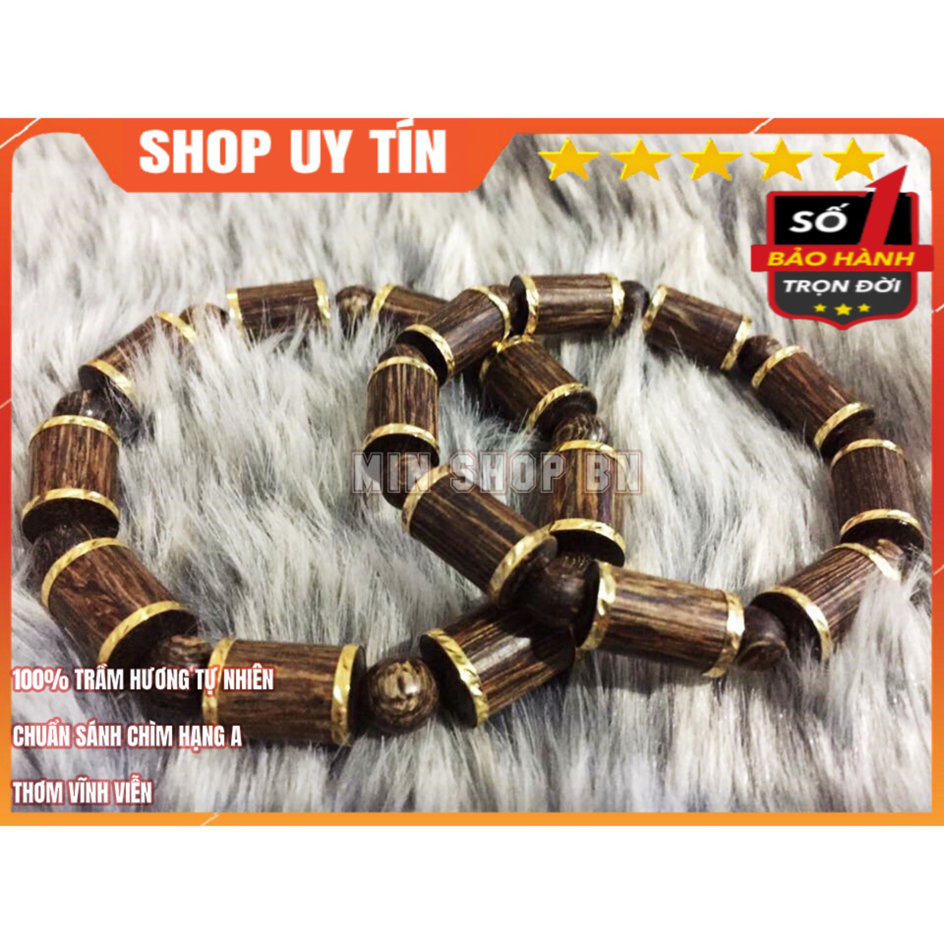 Vòng tay cặp đôi trầm hương sánh chìm A+ bọc vàng 2 đầu đẳng cấp cho hạnh phúc đong đầy