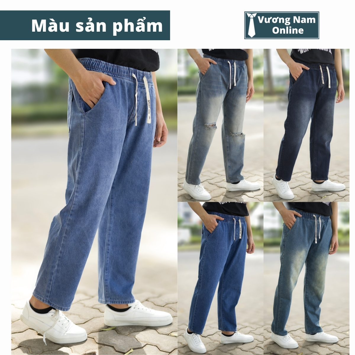 Quần jean nam Baggy Lưng Thun form đẹp thoáng mát ống suông VNO142
