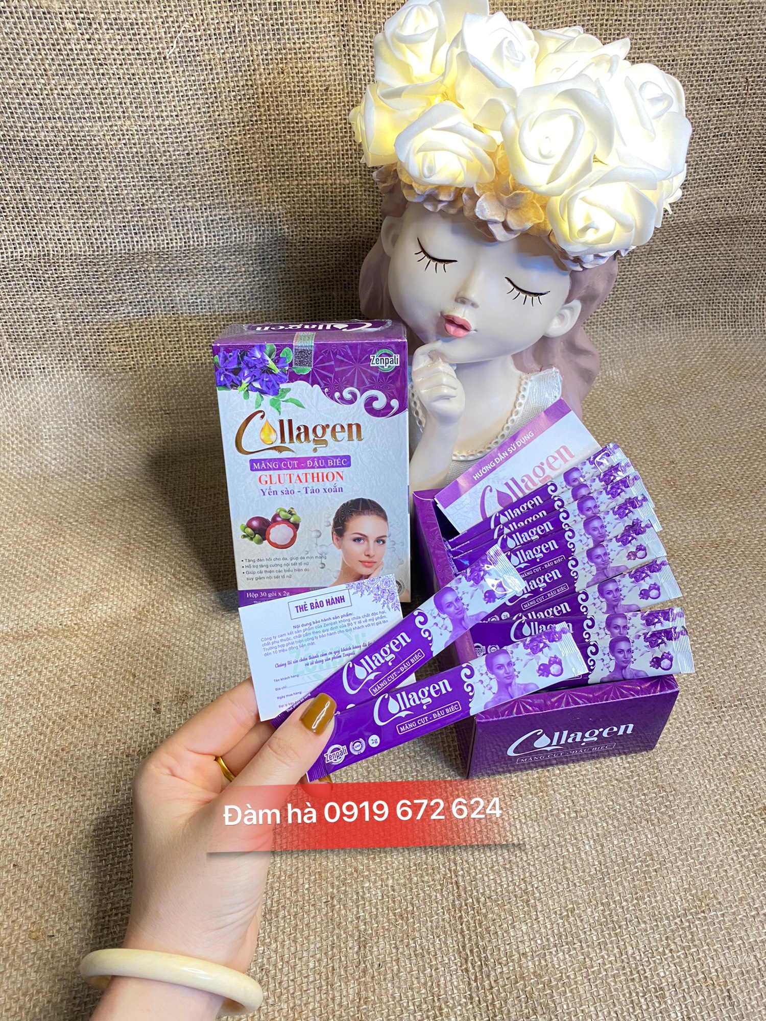 [CHÍNH HÃNG] Collagen Măng Cụt Đậu Biếc Zenpali (30 gói) - Cốm uống đẹp Da