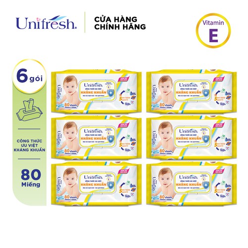 Combo 6 khăn ướt Unifresh vitamin e