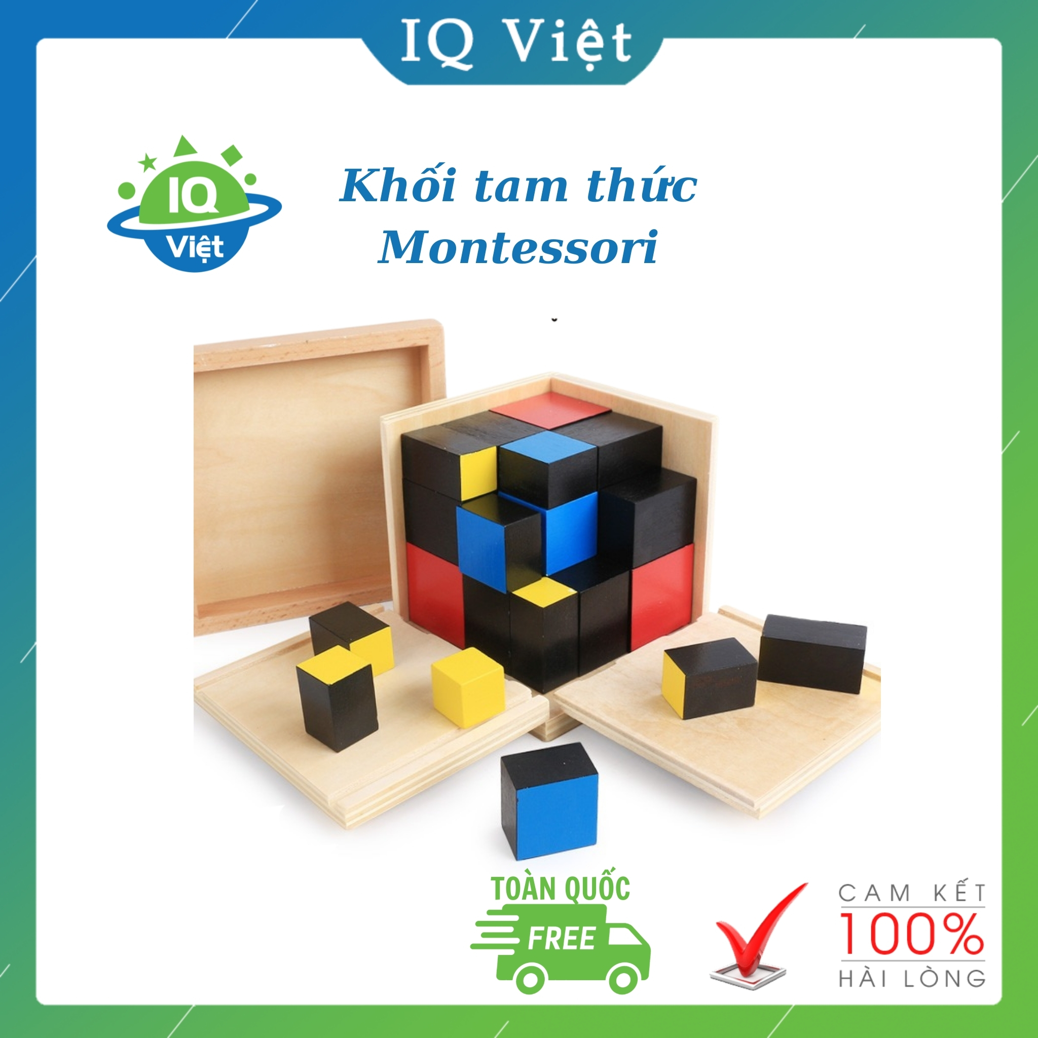 Khối hộp lập phương Tam Thức Trinominal cube Giáo Cụ Montessori IQ Việt - Đồ chơi giáo dục, đồ chơi gỗ, đồ chơi mầm non