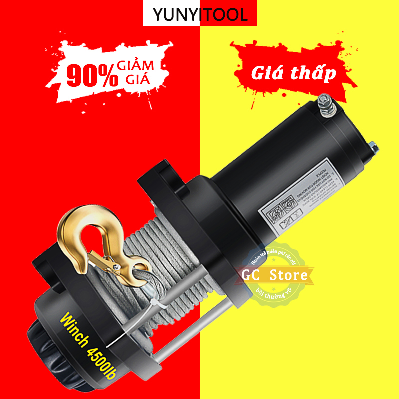 Tời điện 12v 500kg,tời điện 12v 4500lbs,máy tời điện 500kg,lực kéo 2041kg,cáp 10 mét