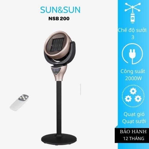 Quạt sưởi ấm cách nhiệt an toàn csb200 - 3 tốc độ thổi gió sưởi - điều chỉnh lên xuống dễ dàng - gập 90 độ