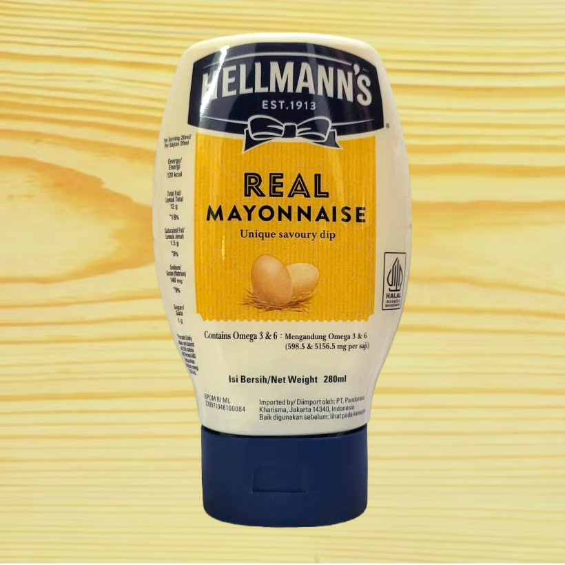 HELLMANN’S [chai úp 280ml] SỐT MAYO VỊ NGUYÊN BẢN [THAILAND] Real Mayonnaise (HALAL)