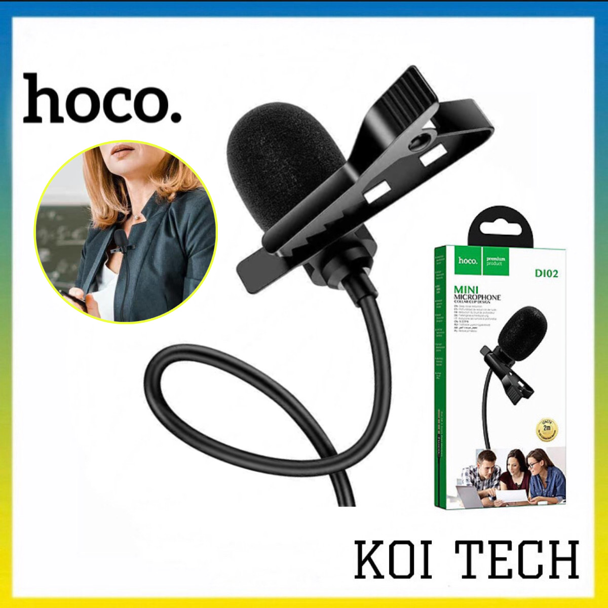 Micro cài áo mini hoco dl02 có màng lọc âm thanh - koitech