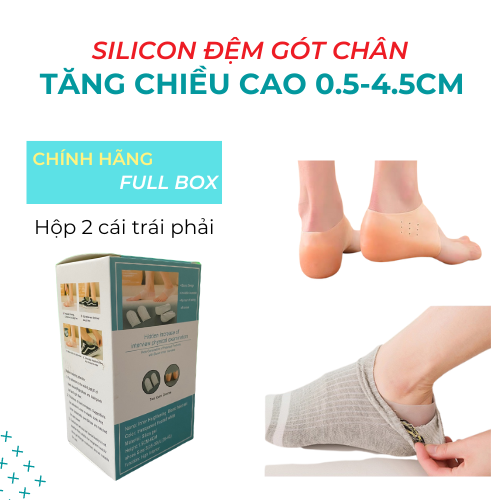 Tất tăng chiều cao silicon 4,5cm, bọc gót chân tăng chiều cao co giãn thoáng khí silicon