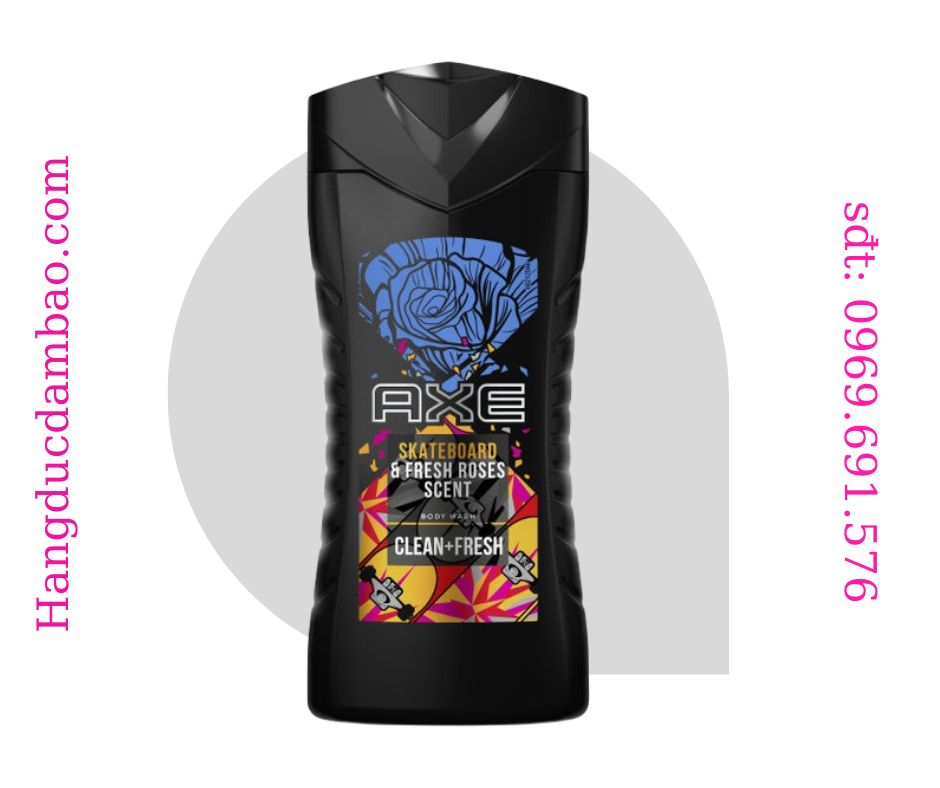 Sữa tắm Axe Skateboard & Fresh Rose - Hương hoa hồng tươi, lọ 250ml.