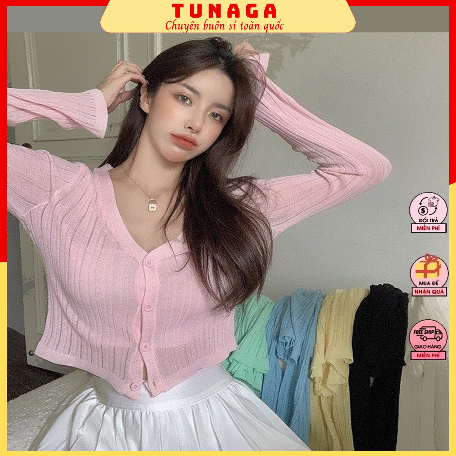 [ÁO CARDIGAN NỮ ] Áo Len Nữ Mỏng Dệt Kim-Áo Croptop Nữ Tay Dài Chất Len Giấy Nhiều Màu