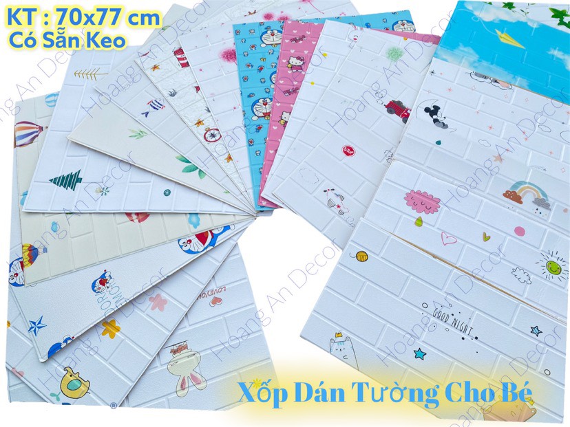 Xốp Dán Tường Hoạt Hình 3D, Siêu Dễ Thương, Kích Thước 70x77 cm