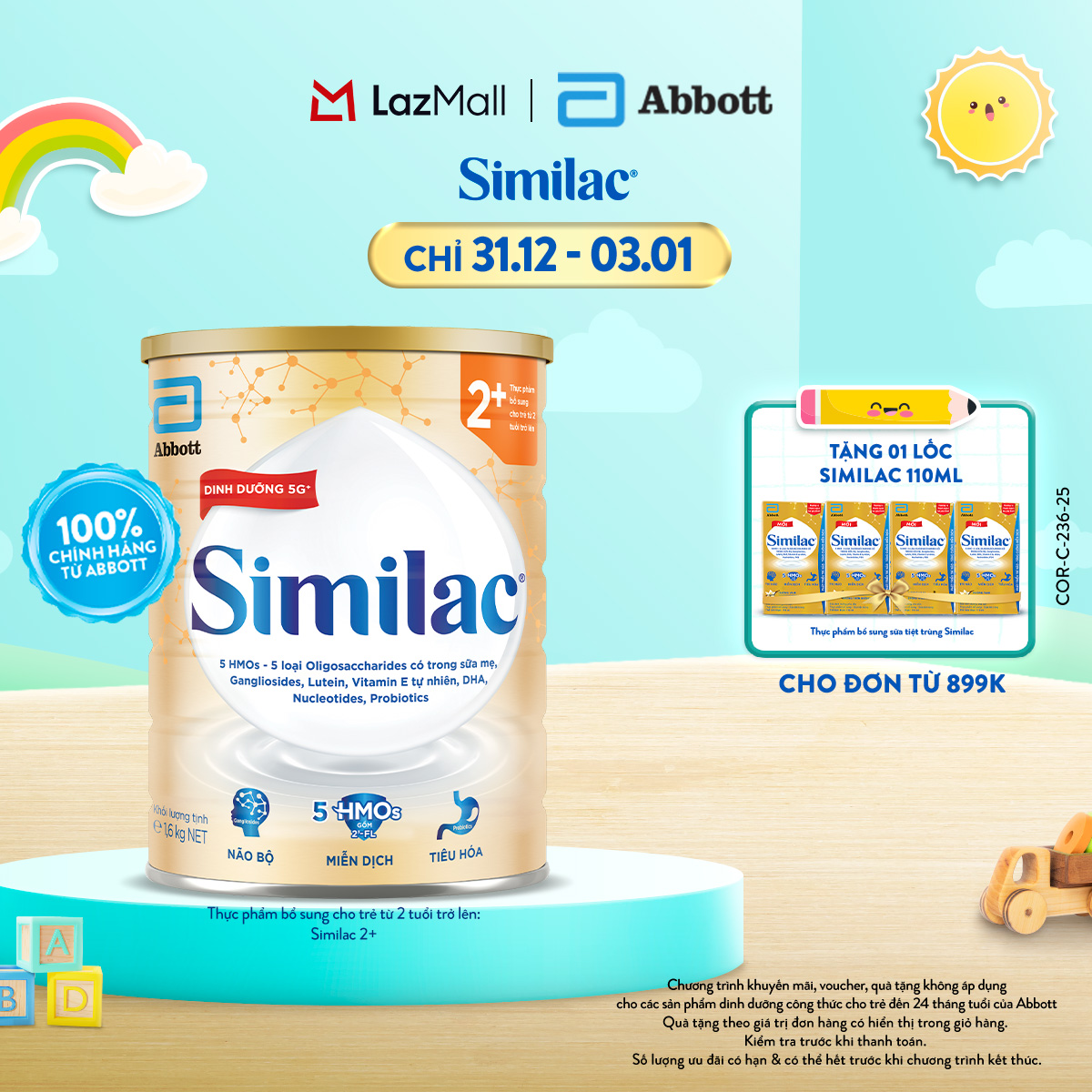   CHỈ 31.12-03.01 GIÁ TỐT MUA NGAY -SLCH  Sữa bột Similac 2+ 1.6kg đột phá dinh dưỡng 5G mới cho trẻ từ 2-6 tuổi   Bao bì thay đổi theo từng đợt nhập hàng  