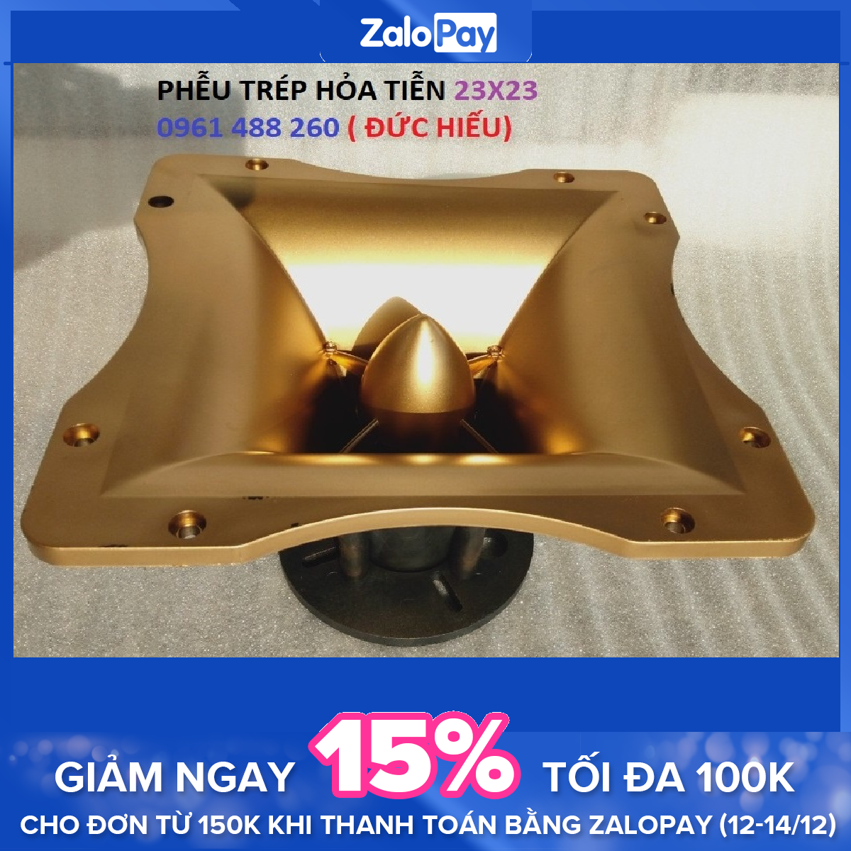 1 cái phễu loa kèn rcf kích thước 23x23 gắn treble 450 và 750