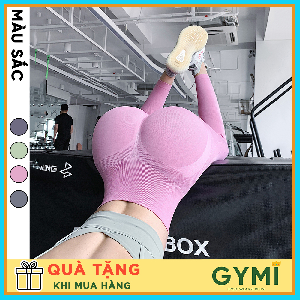 Quần tập Gym Yoga nữ chun mông GYMI QD37 dáng dài legging lưng cao cạp cao nâng mông chất dệt dày dặ