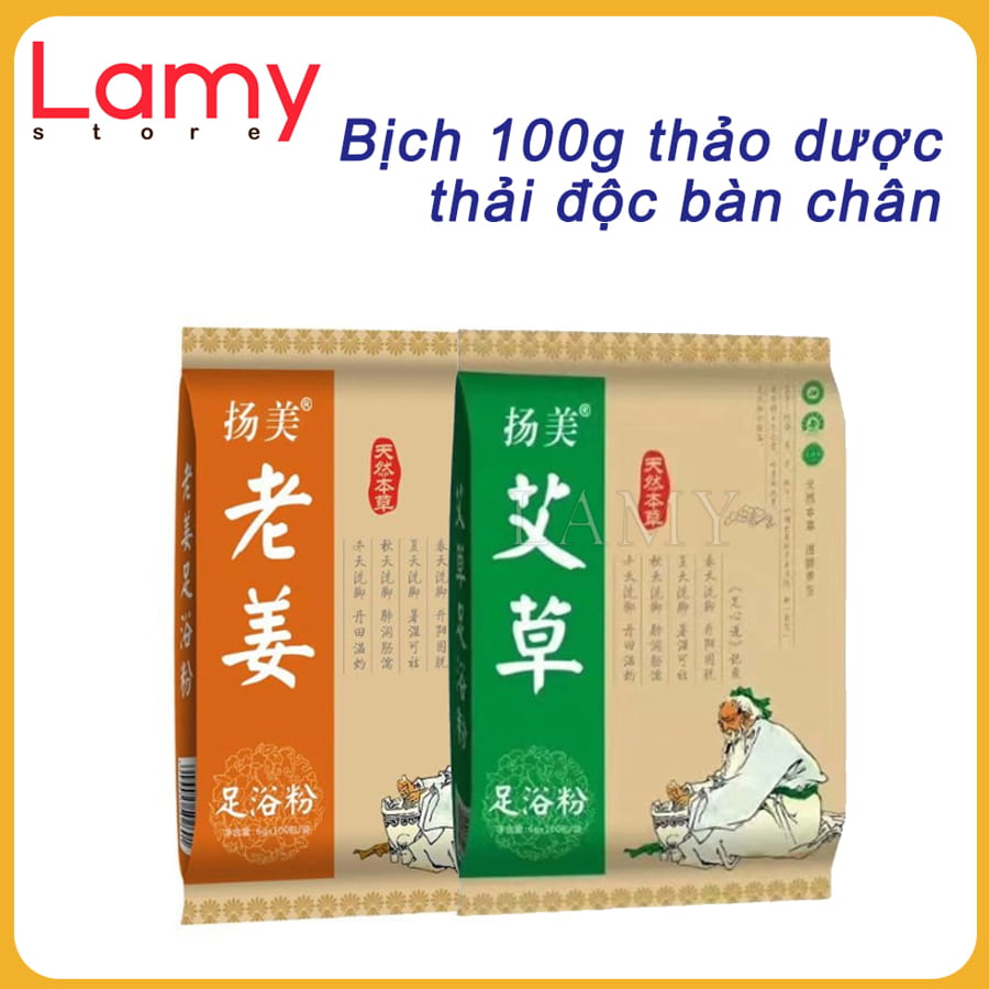Túi 100 gói thảo dược ngâm chân, bột ngâm chân thải độc, giúp thải độc, khử mùi hôi, thư giãn