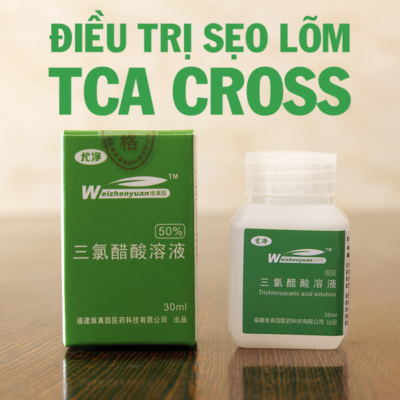 Dung dịch axit trichloroacetic nồng độ 50% (chấm sẹo lõm với TCA CROSS)