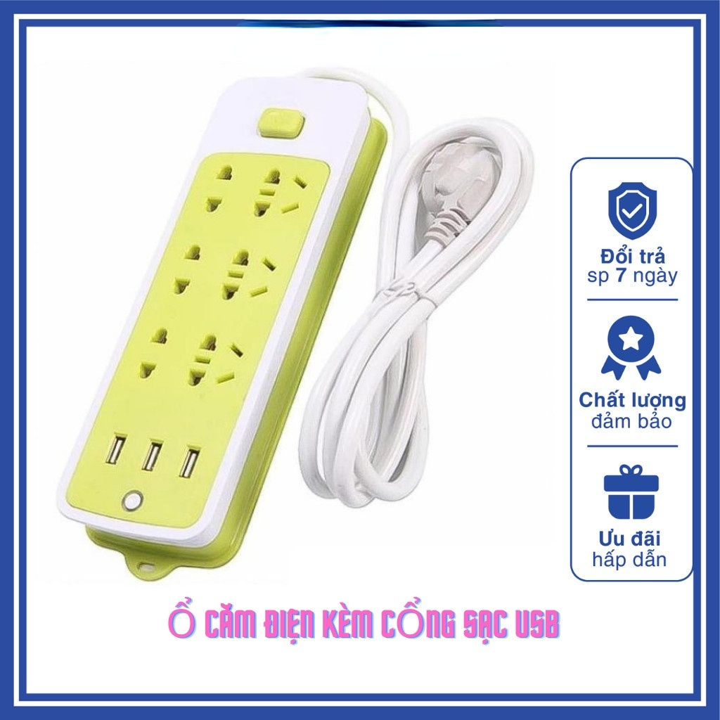1.4m ổ cắm điện di động Ổ điện - ổ cắm điện đa năng chống giật -ổ cắm điện thông minh kèm cổng sạc USB