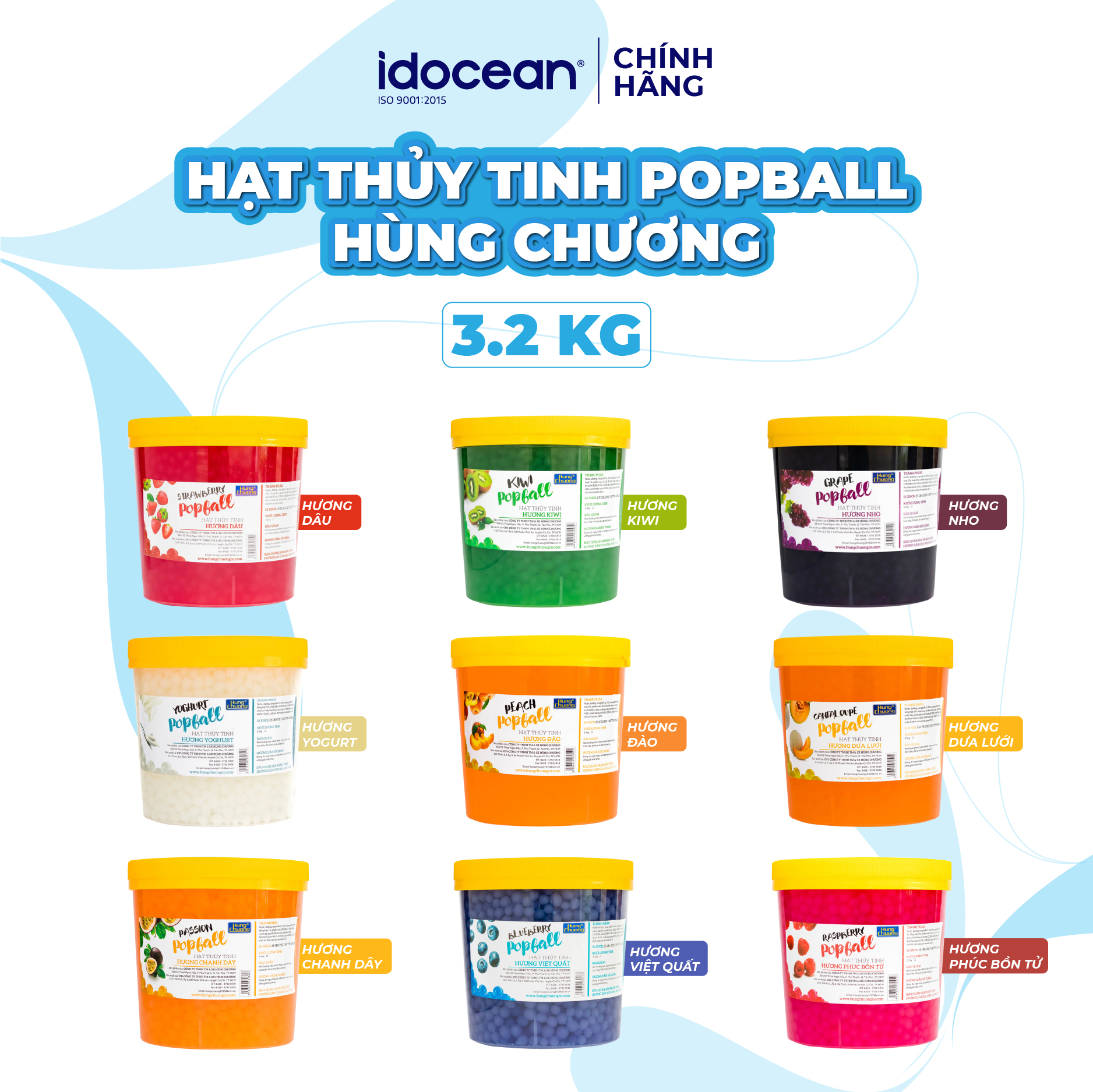 Hạt thủy tinh Hùng Chương hương trái cây 3.2KG - Hạt poppall, hạt nổ,... topping cho trà sữa, trà trái cây, ăn vặt,...