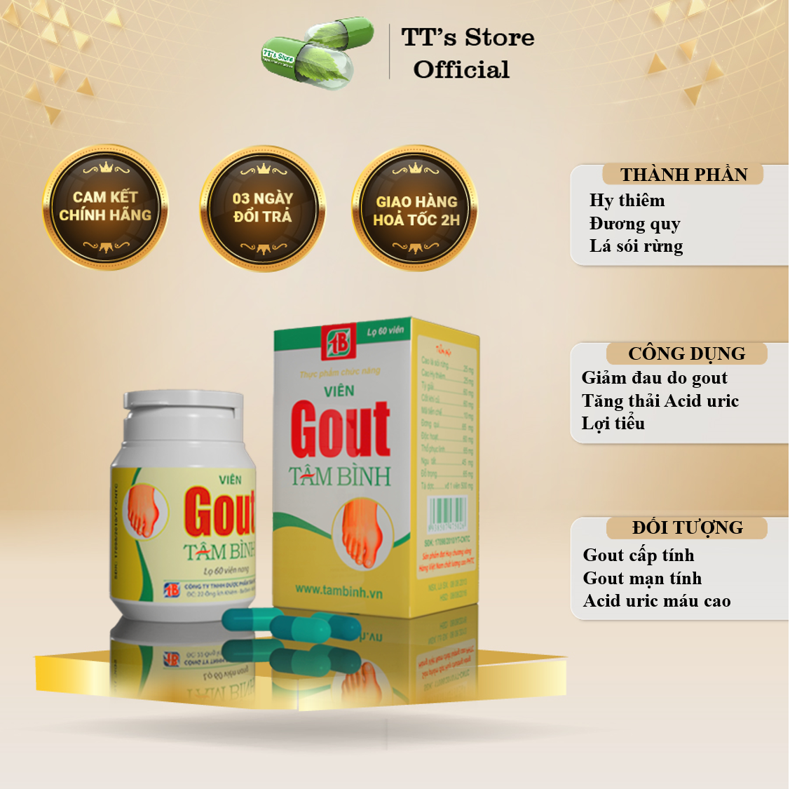 Viên Gout Tâm Bình - Gút, acid uric