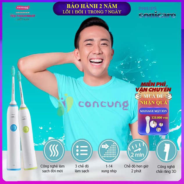 Bàn chải đánh răng điện Philips cao cấp công nghệ sóng siêu âm 6 chế độ làm sạch, chống nước toàn phần an toàn hiệu quả hơn mong đợi ( Bảo hành 2 năm lỗi 1 đổi 1 trong 7 ngày )