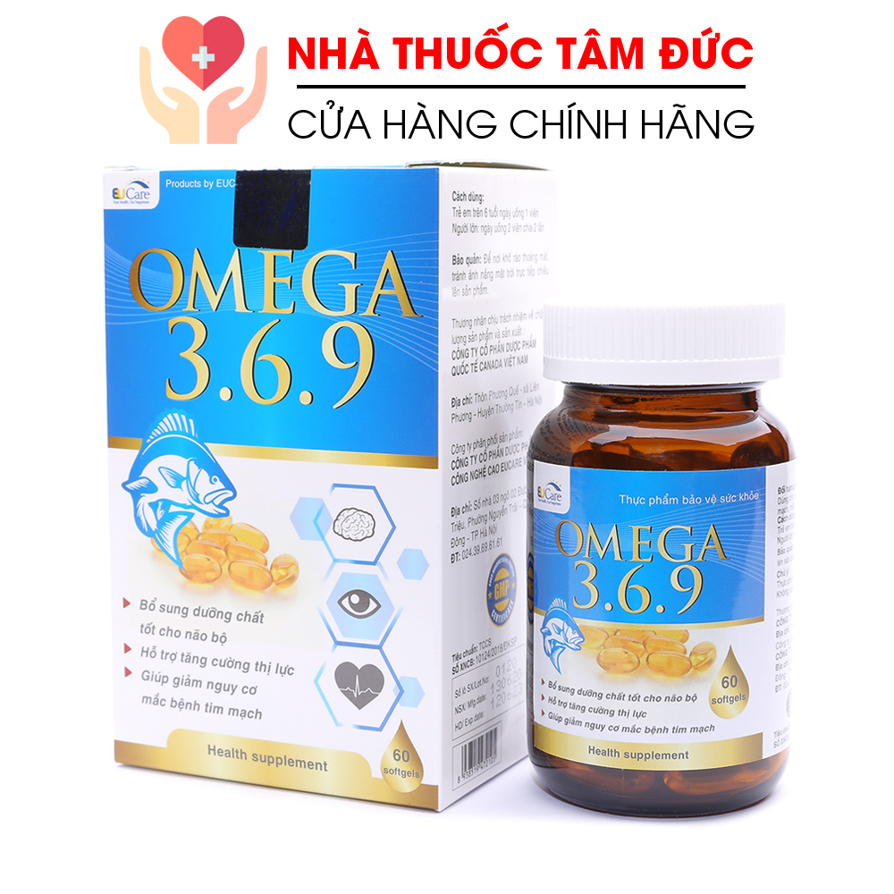 [HCM]Viên dầu cá Omega 369 bổ não sáng mắt khỏe mạnh tim mạch cho người trên 6 tuổi - Hộp 60 viên