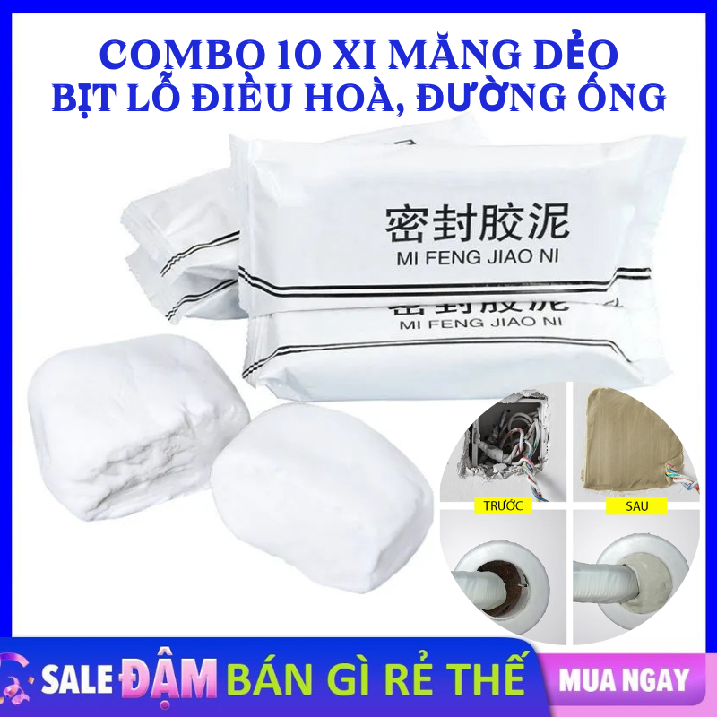 COMBO 10 Xi Măng Dẻo Bịt Lỗ Điều Hoà, Đường Ống Nước , Keo Xi Măng Dẻo Bịt Tường, Đất Sét Tự Khô Bịt Lỗ Điều Hoà, Keo Bùn Chống Thấm, Giảm Tiếng Ồn, Chống Thấm Tường ,Trám khe Hở Tường ,Ngăn Côn Trùng