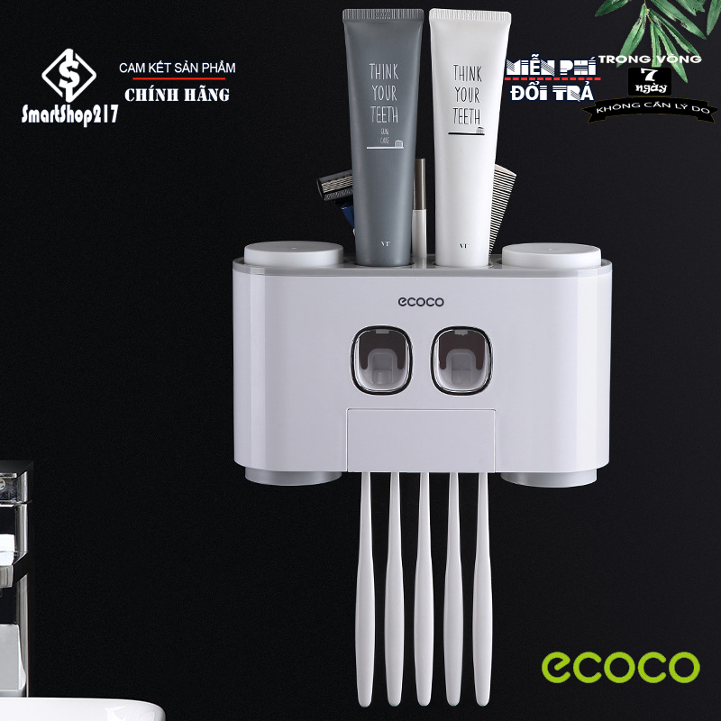Bộ Nhả Kem Đánh Răng Cao Cấp - Thương Hiệu Nhật Bản ECOCO (Tặng Kèm 4 Cốc Đế Từ)