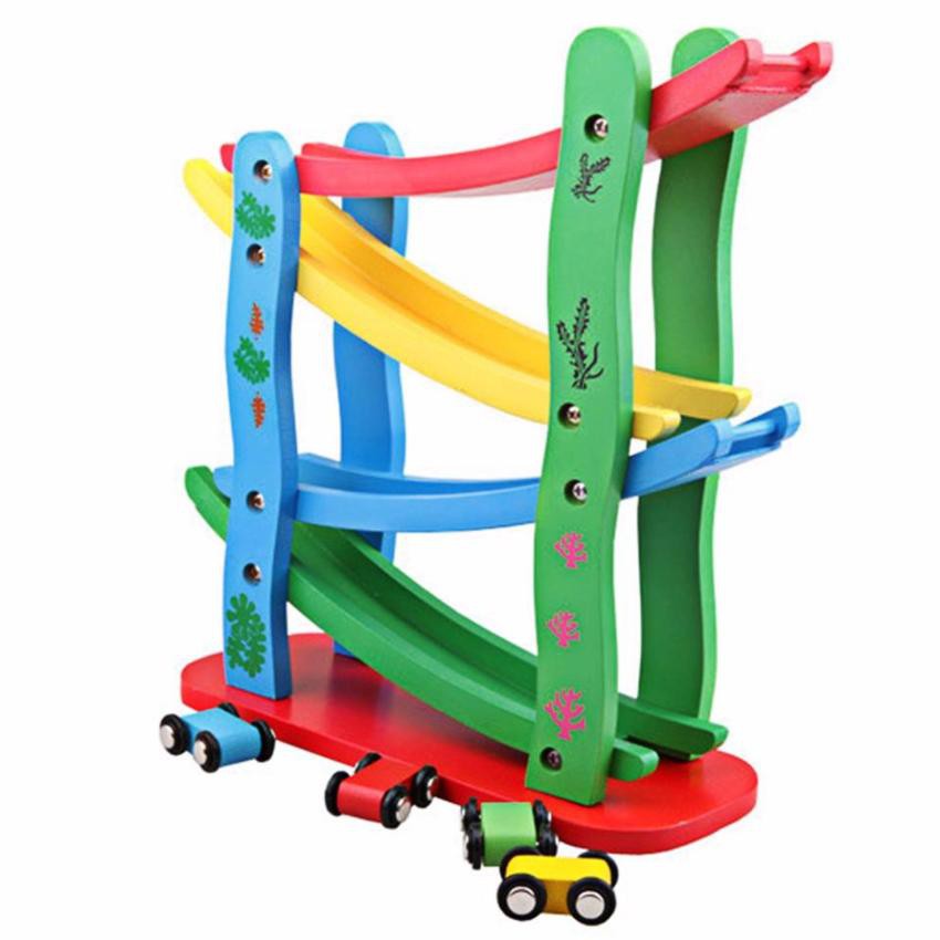 Xe cầu trượt 4 tầng - Đồ chơi gỗ cho bé
