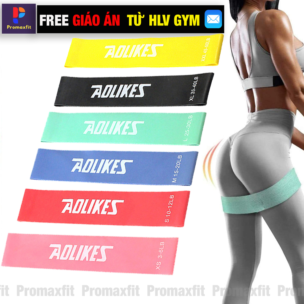 Dây kháng lực miniband tập gym chân mông tay đùi cao su đàn hồi ngũ sắc nam nữ