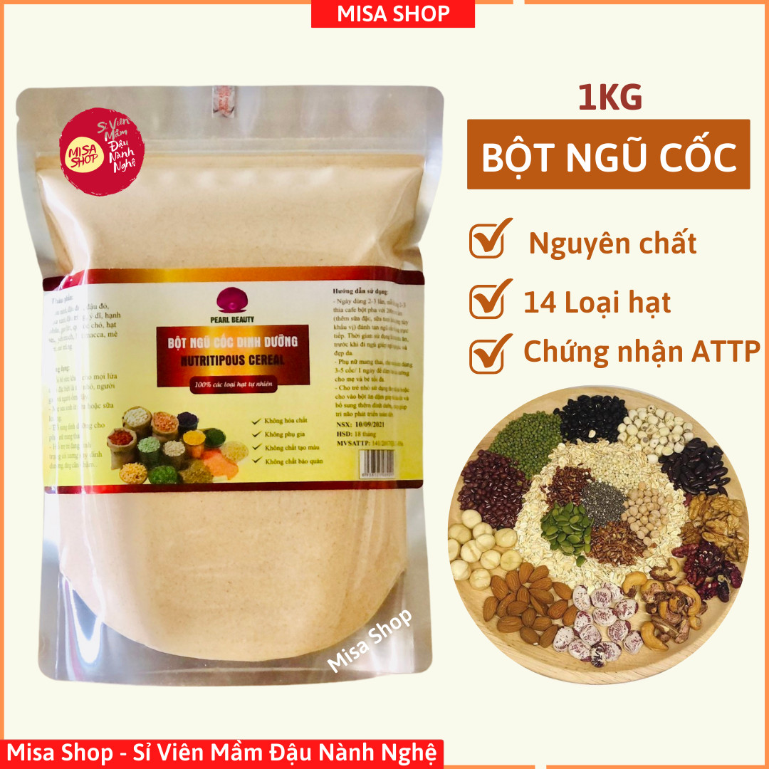 [MIỄN SHIP] 1Kg Bột Ngũ Cốc Dinh Dưỡng Lợi Sữa Tăng Cân Giảm Cân 14 Loại Hạt Có Chứng Nhận An Toàn Thực Phẩm