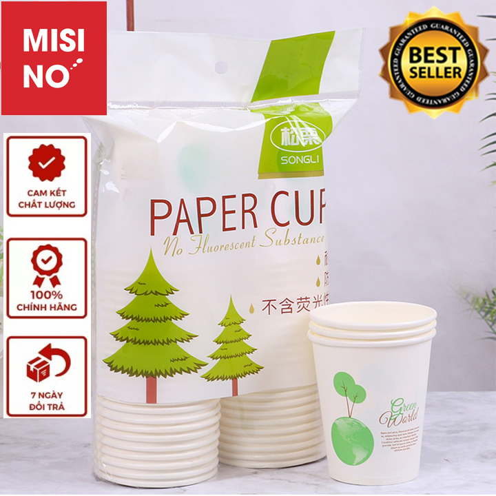 [Lốc 50 chiếc] Ly giấy, cốc giấy dùng 1 lần Misino cao cấp