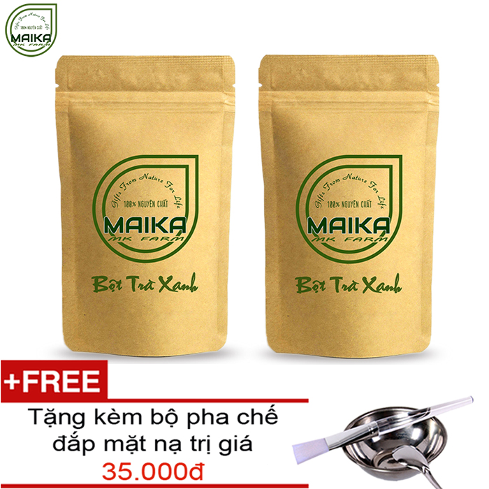 Combo 2 Bột Trà Xanh Nguyên Chất MK Farm (50gr/túi) + Tặng Bộ Đắp Mặt