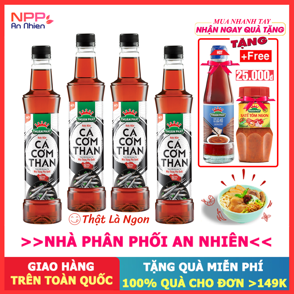 [Mua 4 tặng 2] Sản phẩm 4 chai nước nắm cá cơm Thuận phát 10 độ đạm 500ML [Tặng kèm 2 chai gồm 1 chai 150ml và 1 chai sa tế 85g]