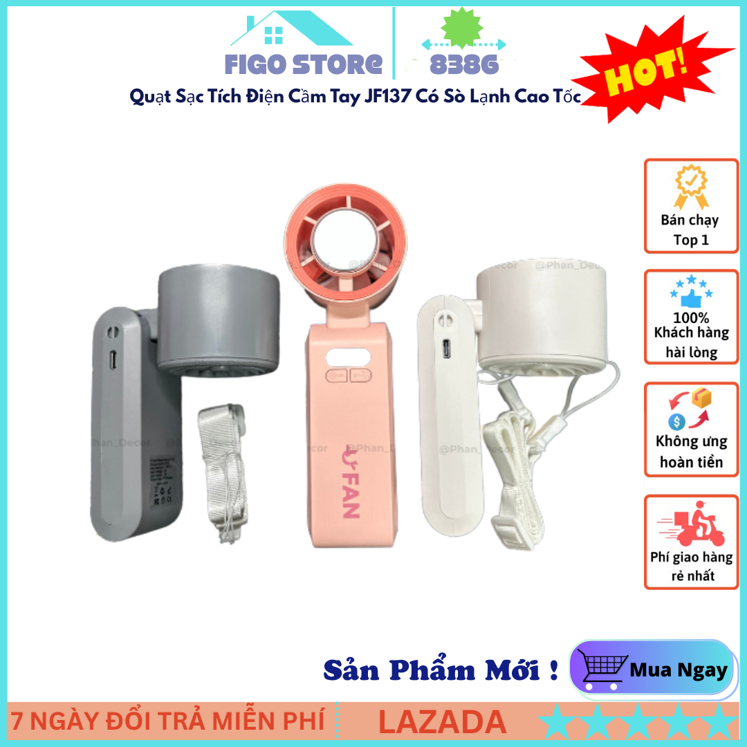 { New 2025 } Quạt Sạc Tích Điện Cầm Tay JF137 Có Sò Lạnh Cao Tốc, Quạt Mini Cầm Tay Thông Minh, Pin Trâu, Màn Hình LED, Thiết Kế Sang Trọng, quạt pin mini, quạt điện, Tiện Lợi Mọi Lúc Mọi Nơi