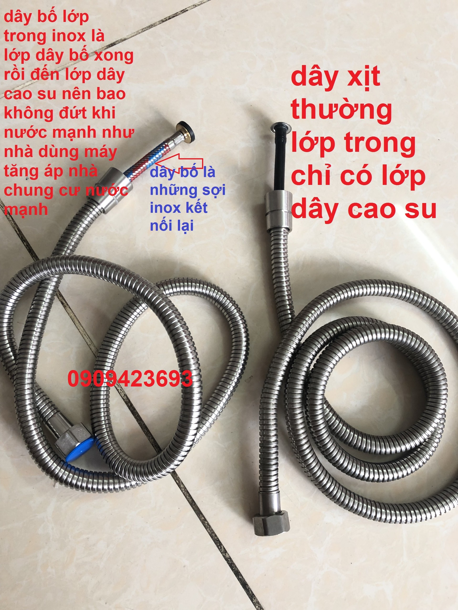 [HCM]Dây sen tắm dây bố 3 lớp bao không đứt là những sợ dây inox nhỏ sẽ kết lại thành 1 sợ dây bố inox 304 chống han rỉ