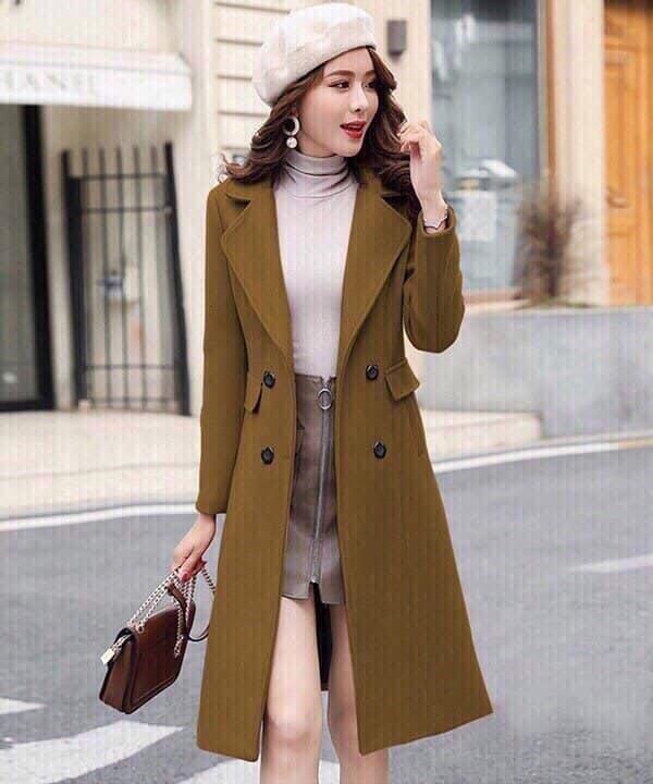 ÁO KHOÁC DẠ CỔ VEST DÁNG DÀI 4 NÚT CAO CẤP