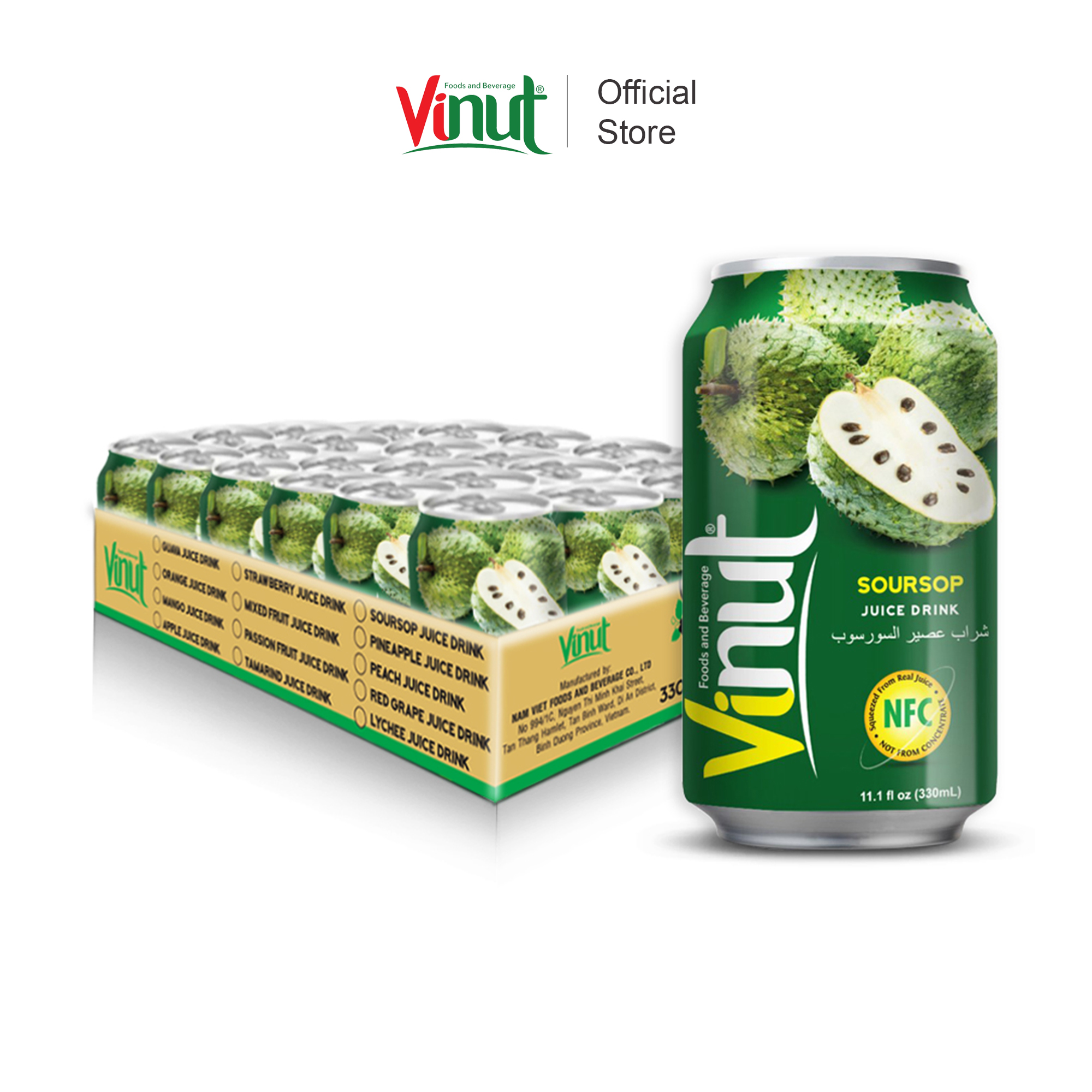 [KHAY 24 LON] Nước Ép Mãng Cầu Vinut 330ml