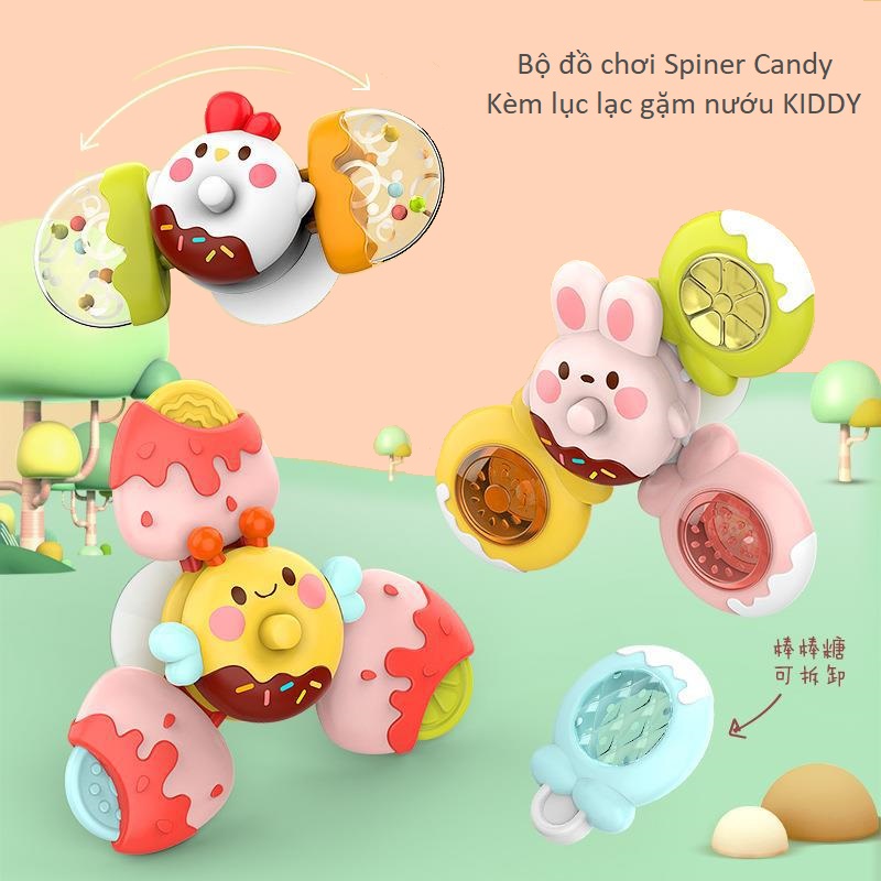 Bộ đồ chơi con quay Spiner Candy kết hợp lục lạc gặm nướu vui nhộn gắn tường cho bé