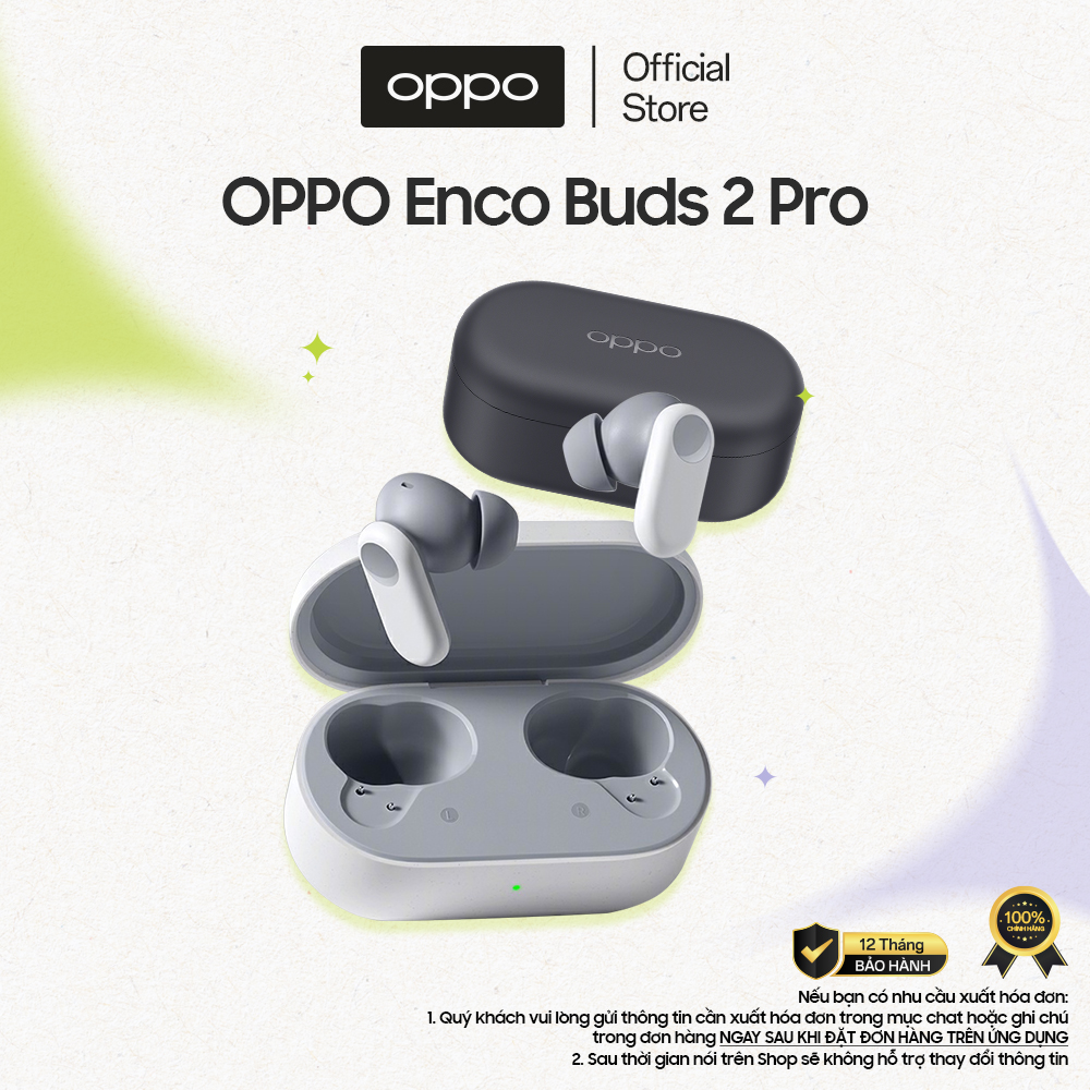 Tai nghe Bluetooth True Wireless OPPO Enco Buds2 Pro | 38 giờ phát nhạc | Mic kép | Khử ồn AI | - Hàng chính hãng