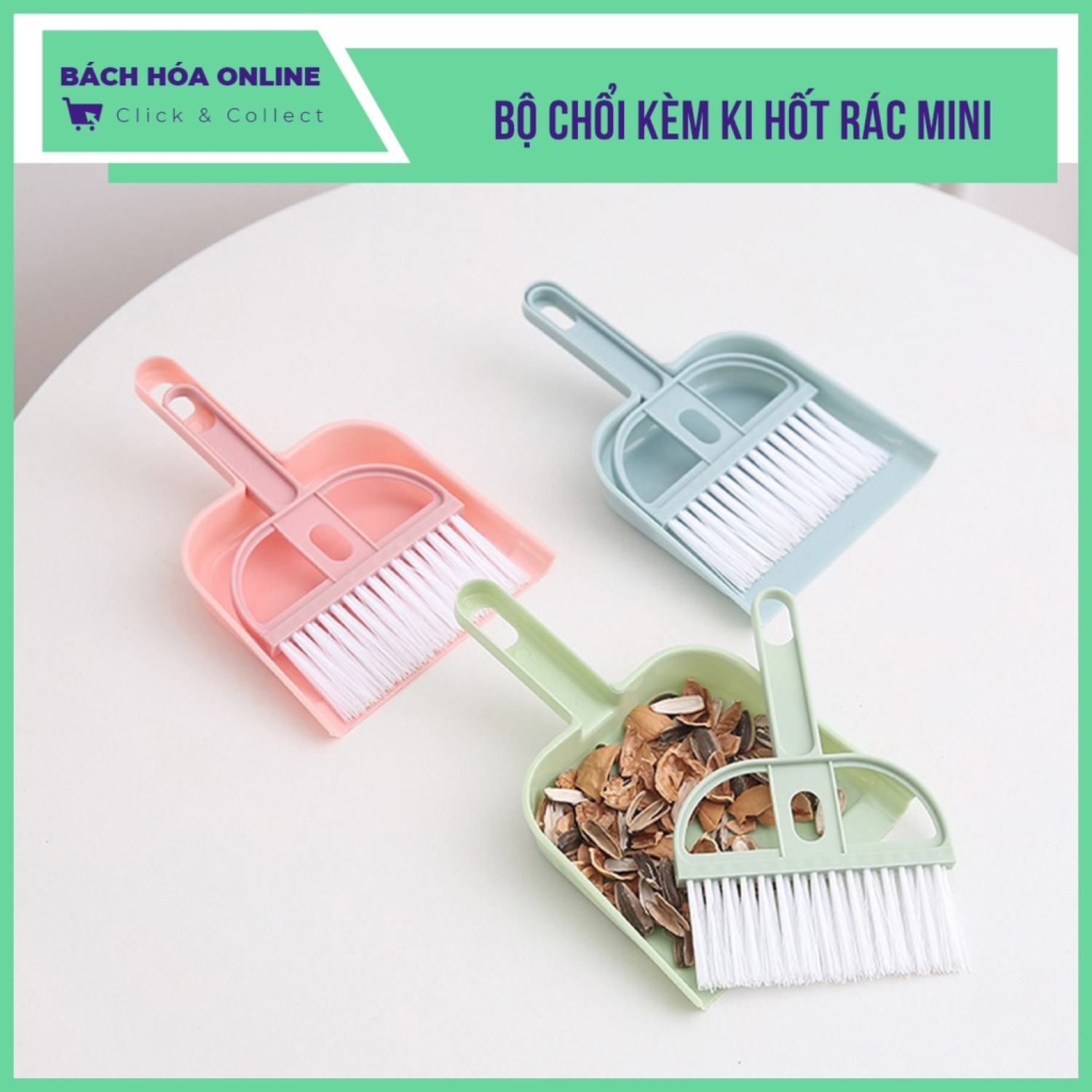 Bộ chổi quét bụi và ki hốt rác mini bằng nhựa