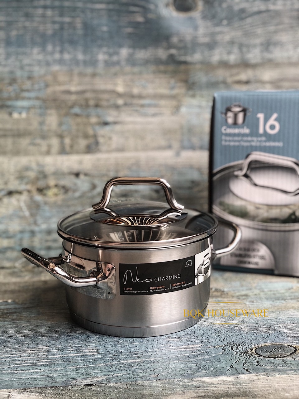 Nồi inox 304 lock&lock neo charming lcm3163 16cm đáy từ
