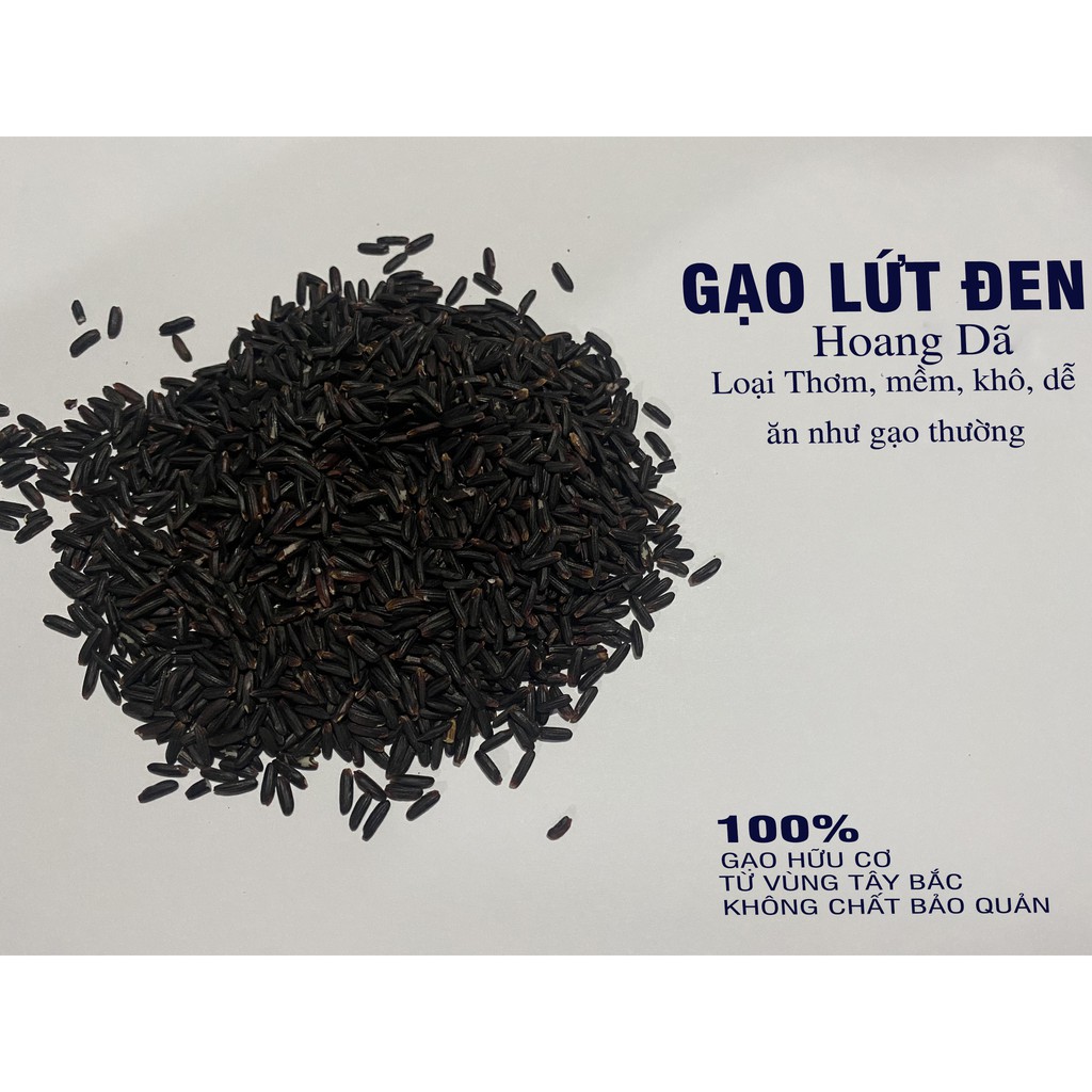 Gạo Lứt Đen Hoang Dã (1kg) - Loại mềm, khô, dễ ăn như gạo thường - Túi hút chân không - không chất bảo quản