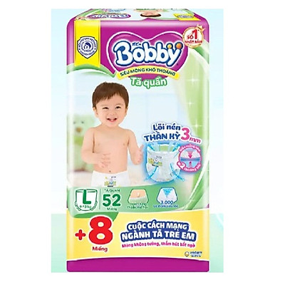 Tã Quần Bobby L52 tặng 8 miếng