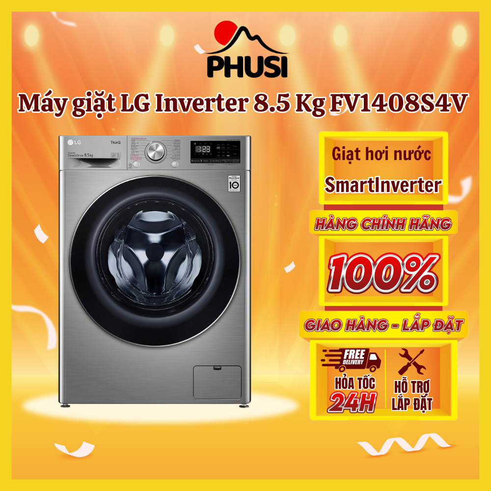 ✅[Trả góp 0%]Máy giặt LG Inverter 8.5 kg FV1408S4V - mới 2020